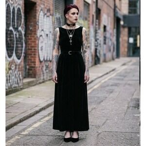 Patra Dillard's Black Velvet Maxi Dress Sleeveless NWT 16 Goth Dark Romance Y2K
